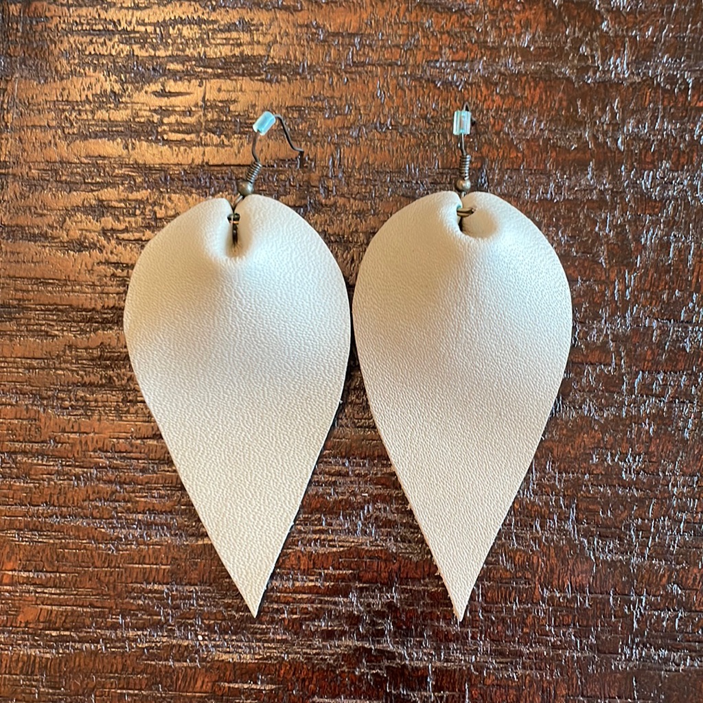 Grey Tone Pu Leather Earrings